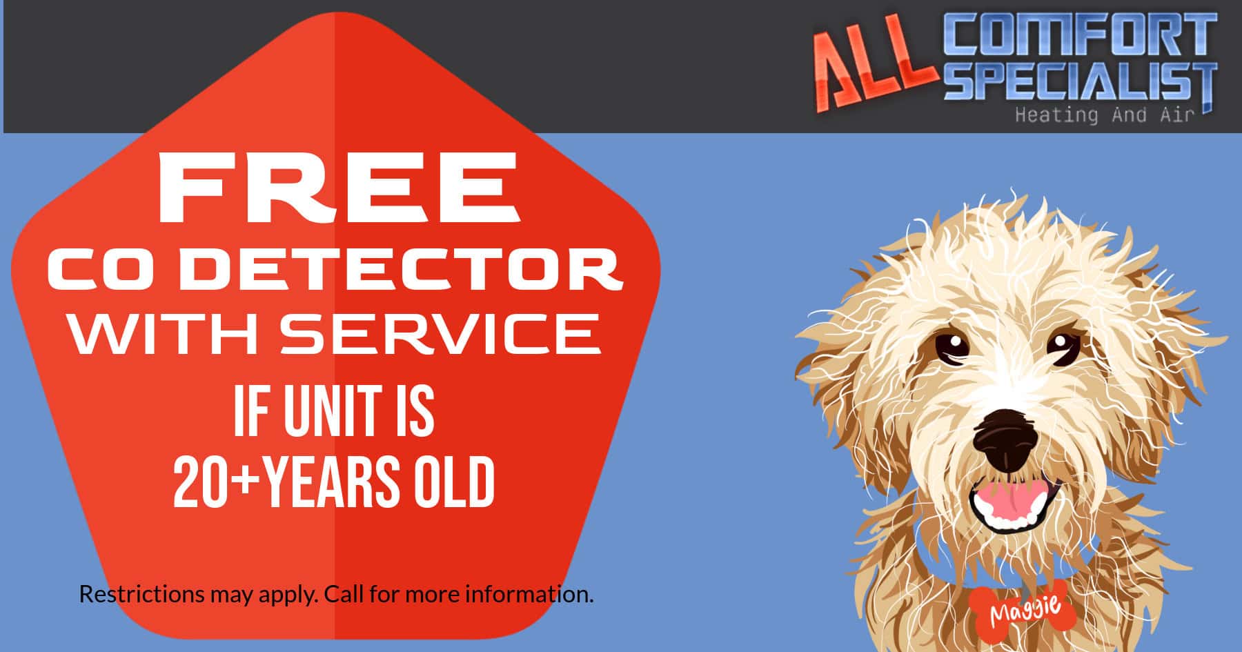 Free CO Detector with service if unit is 20+ years old
